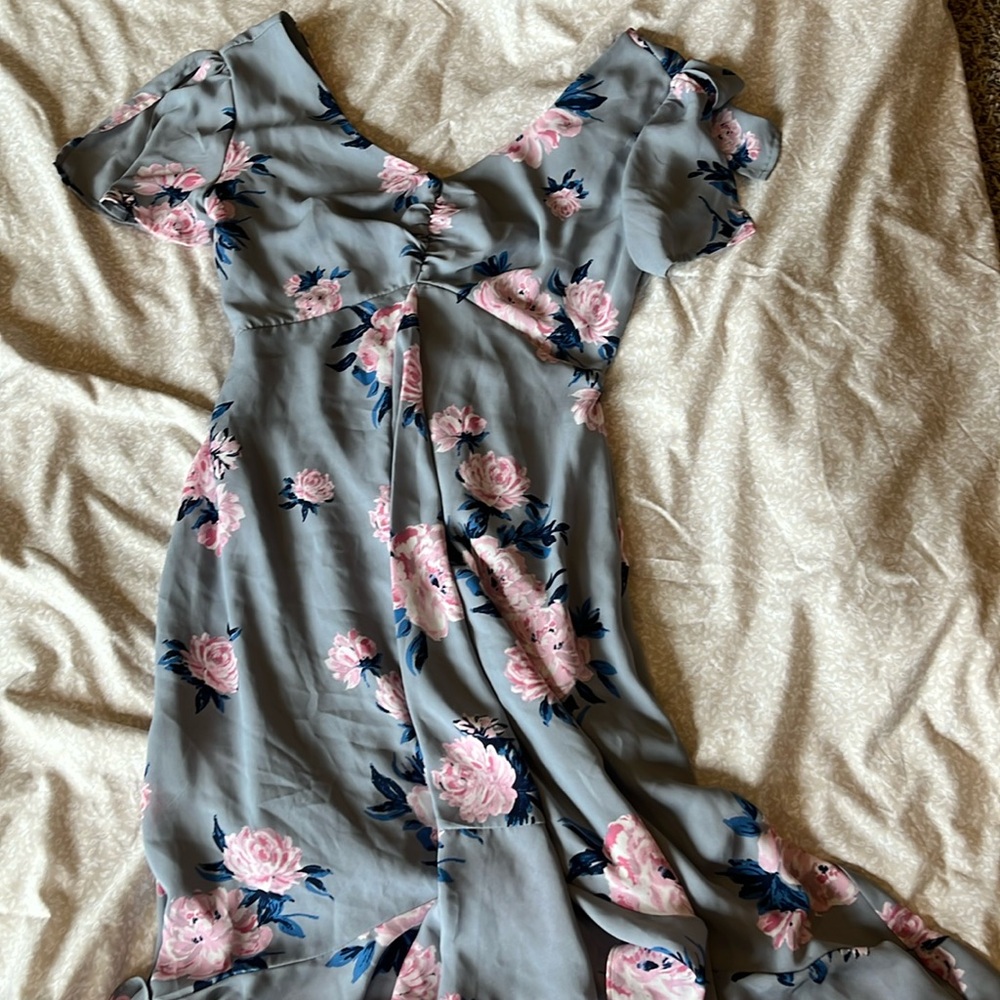 Gray floral dress
